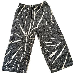 DKNY Black & White Abstract Print Cropped Lounge Pants Size Small